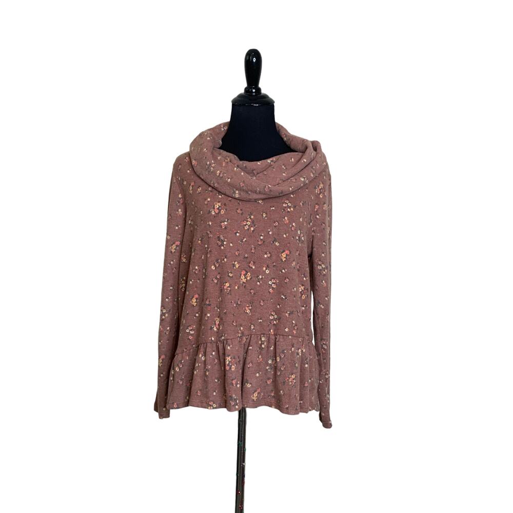 Ava James floral cowl neck long sleeves top size PM